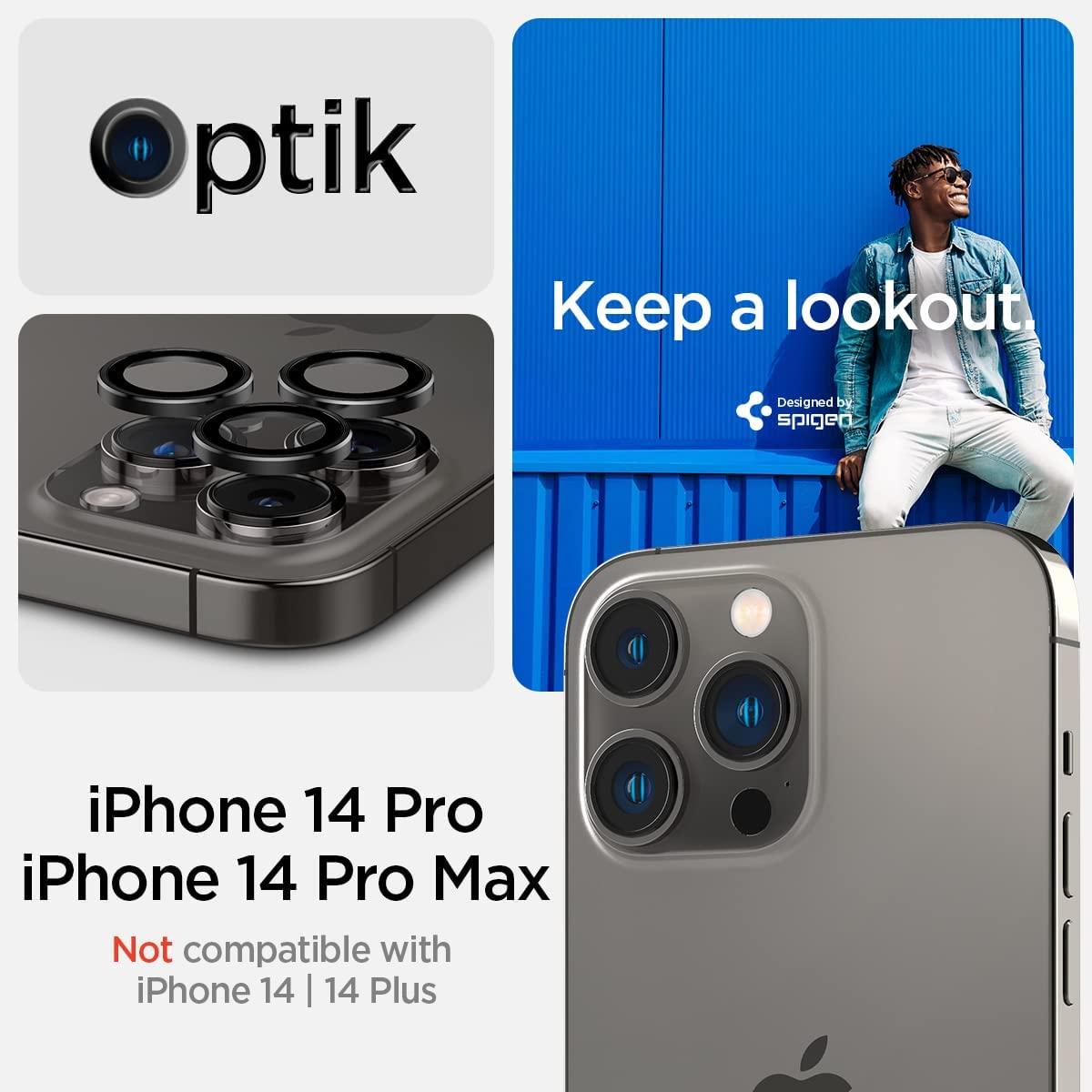 Захисне скло Spigen для камери iPhone 14 Pro/14 Pro Max — Optik Pro (2 шт.), Black (AGL05205)