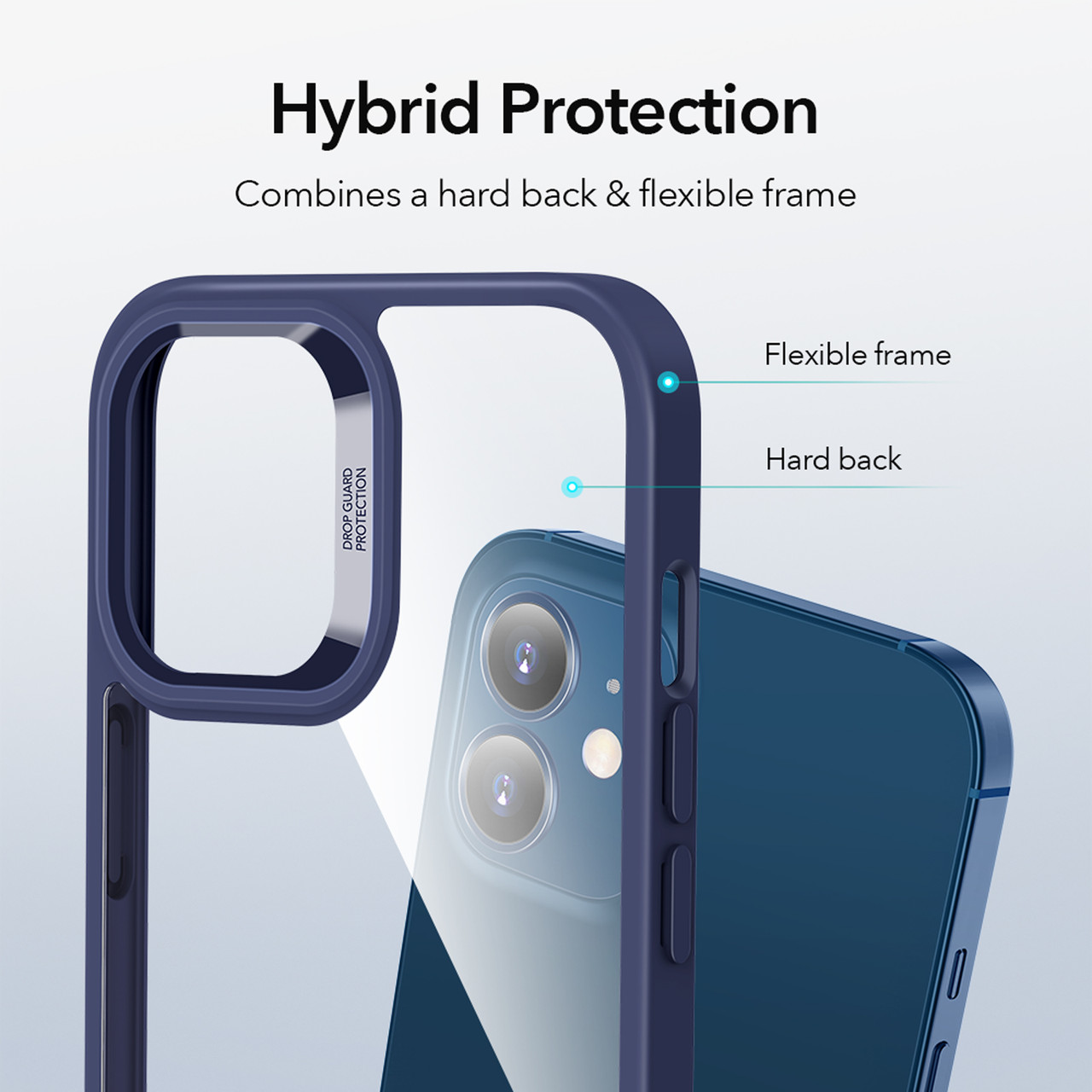 Чехол ESR для iPhone 12 mini Classic Hybrid, Blue bumper+Clear back (3C01201110301)