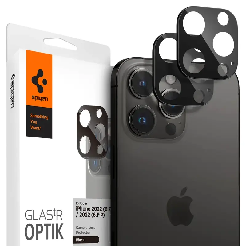 Захисне скло Spigen для камери iPhone 14 Pro/14 Pro Max — Optik Camera Lens (2шт), Black (AGL05273)