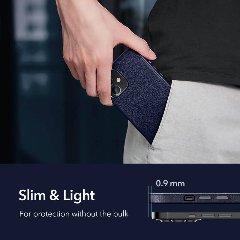 Чехол ESR для iPhone 12 mini Metro Premium Leather, Navy Blue (3C01201200301)
